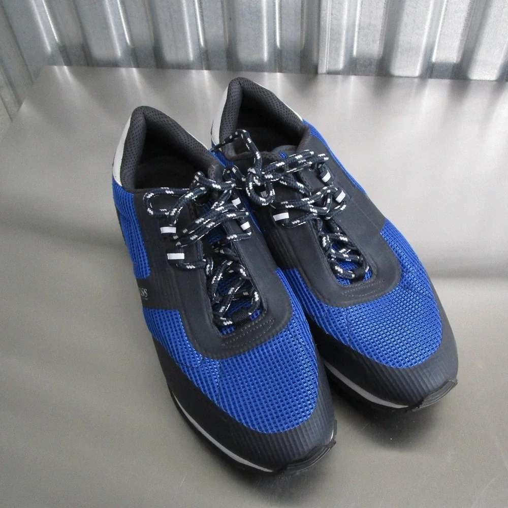 Hugo Boss Mens Blue Black Mesh Leather Suede Sneakers 50455306 Size 43 10